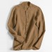 TWO-SIDED Mens Casual Shirt Soild Color Cotton Linen Long Sleeve Shirts