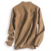 TWO-SIDED Mens Casual Shirt Soild Color Cotton Linen Long Sleeve Shirts