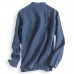 TWO-SIDED Mens Casual Shirt Soild Color Cotton Linen Long Sleeve Shirts