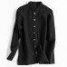 TWO-SIDED Mens Casual Shirt Soild Color Cotton Linen Long Sleeve Shirts