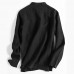 TWO-SIDED Mens Casual Shirt Soild Color Cotton Linen Long Sleeve Shirts