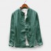 Mens Cotton Vintage Loose Breathable Comfy Solid Color Long Sleeve Casual Shirts