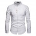 Mens Fashion Linen Turn Down Collar Long Sleeve Casual Shirts