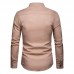 Mens Fashion Linen Turn Down Collar Long Sleeve Casual Shirts