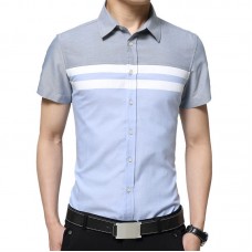 Mens Striped Prinring Summer Short Sleeve Fashion Casual Designer Shirts