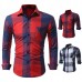 Mens Plaid Printing Slim Checked Button Up Fashion Designer Casual Shirt