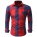 Mens Plaid Printing Slim Checked Button Up Fashion Designer Casual Shirt