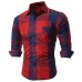 Mens Plaid Printing Slim Checked Button Up Fashion Designer Casual Shirt