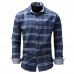 Mens Fashion Plaid Printing Autumn Long Sleeve Cotton Shirts