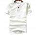 Mens Summer Cotton Vintage Solid Color Short Sleeve Slim Casual T-Shirts