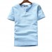 Mens Summer Cotton Vintage Solid Color Short Sleeve Slim Casual T-Shirts