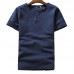 Mens Summer Cotton Vintage Solid Color Short Sleeve Slim Casual T-Shirts