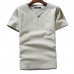 Mens Summer Cotton Vintage Solid Color Short Sleeve Slim Casual T-Shirts