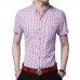 Mens Summer Short Sleeve Plaid Printing Pocket Casual Shirts