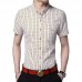 Mens Summer Short Sleeve Plaid Printing Pocket Casual Shirts