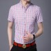 Mens Summer Short Sleeve Plaid Printing Pocket Casual Shirts