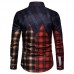 Men Plaid Patchwork Turn-down Collor Long Sleeve Shirts