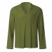 Mens Vintage Breathable Thin V-neck Solid Color Loose Casual Shirts with Chest Pocket