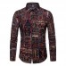 Men Ethnic Style National Printed Color Long Sleeve Casual Shirts