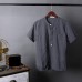 Mens Vintage Solid Color Tops Short Sleeve Casual Shirts