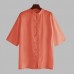 TWO-SIDED Mens Plus Size Casual Pure Color Chinese Style Frog Buttons Cotton Shirts