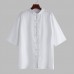 TWO-SIDED Mens Plus Size Casual Pure Color Chinese Style Frog Buttons Cotton Shirts