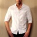 TWO-SIDED Mens Big Size Solid Color Three Quarter Sleeve Turn Down Collar Cotton Shirts