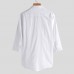 TWO-SIDED Mens Big Size Solid Color Three Quarter Sleeve Turn Down Collar Cotton Shirts