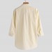 TWO-SIDED Mens Big Size Solid Color Three Quarter Sleeve Turn Down Collar Cotton Shirts
