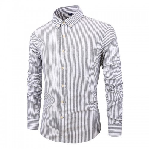 Mens Long Sleeve Slim Casual Cotton Striped Oxford Textile Shirts Mens Long Sleeve Slim Casual Cotton Striped Oxford Textile Shirts