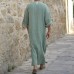 TWO-SIDED Mens Kaftan Vintage Loose V Neck Splits Long Dress Long Sleeve Tops Shirts