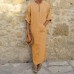 TWO-SIDED Mens Kaftan Vintage Loose V Neck Splits Long Dress Long Sleeve Tops Shirts