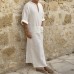 TWO-SIDED Mens Kaftan Vintage Loose V Neck Splits Long Dress Long Sleeve Tops Shirts