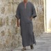 TWO-SIDED Mens Kaftan Vintage Loose V Neck Splits Long Dress Long Sleeve Tops Shirts