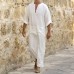 TWO-SIDED Mens Kaftan Vintage Loose V Neck Splits Long Dress Long Sleeve Tops Shirts