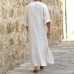 TWO-SIDED Mens Kaftan Vintage Loose V Neck Splits Long Dress Long Sleeve Tops Shirts