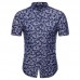 Summer Fashion Camo Printing Short Sleeve Band Collar Shirts for Men