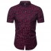 Summer Fashion Camo Printing Short Sleeve Band Collar Shirts for Men
