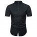 Summer Fashion Camo Printing Short Sleeve Band Collar Shirts for Men
