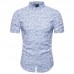 Summer Fashion Camo Printing Short Sleeve Band Collar Shirts for Men