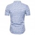 Summer Fashion Camo Printing Short Sleeve Band Collar Shirts for Men