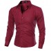 Mens Slim fit Pure Color S-3XL Long-sleeved Gingham Shirts