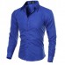 Mens Slim fit Pure Color S-3XL Long-sleeved Gingham Shirts