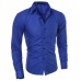 Mens Slim fit Pure Color S-3XL Long-sleeved Gingham Shirts