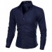 Mens Slim fit Pure Color S-3XL Long-sleeved Gingham Shirts