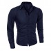 Mens Slim fit Pure Color S-3XL Long-sleeved Gingham Shirts