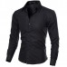 Mens Slim fit Pure Color S-3XL Long-sleeved Gingham Shirts