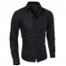 Mens Slim fit Pure Color S-3XL Long-sleeved Gingham Shirts