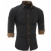 Mens Personality Contrast Color Casual Solid Color Slim Designer Shirt