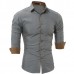 Mens Personality Contrast Color Casual Solid Color Slim Designer Shirt